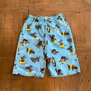 Mini Boden surfing dog swim trunks
